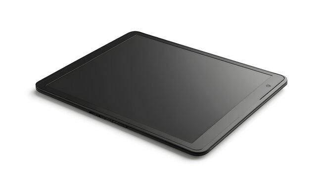 Black Tablet Computer with Touchscreen Isolated on White Background