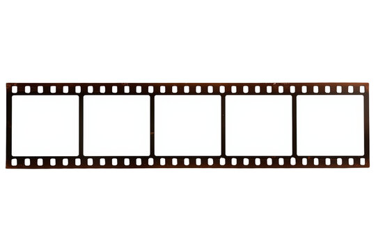 Dark vintage film negative strip with five blank exposures