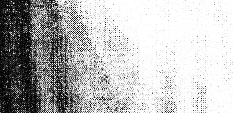 Dense monochrome halftone sweeps diagonally from black to a clear open area.