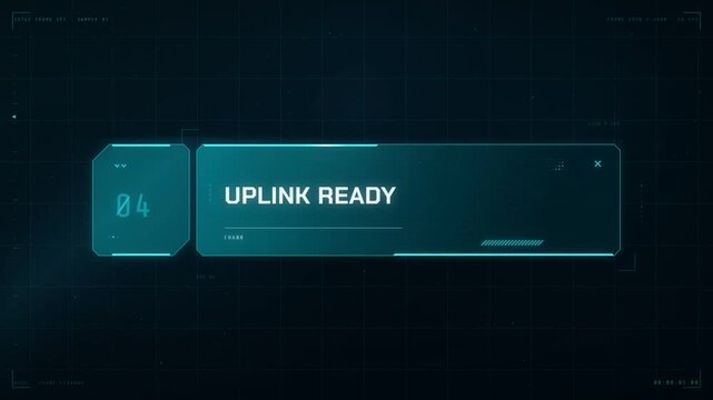 Futuristic HUD lower third callout boxes with animated status text on dark grid