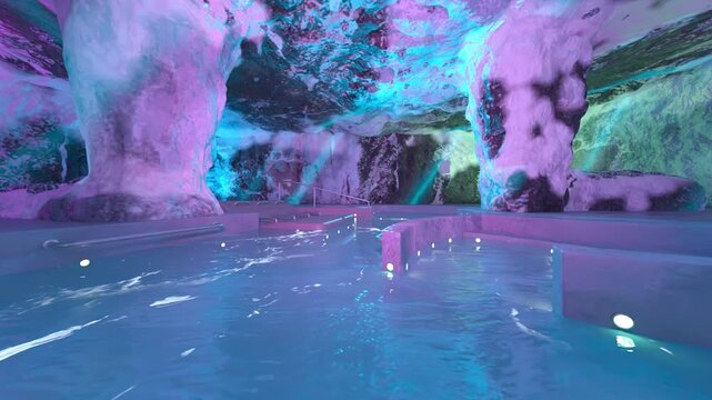 洞窟内のプール　3DCGレンダリング