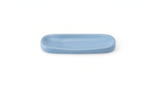 Empty light blue ceramic soap dish isolated on white background