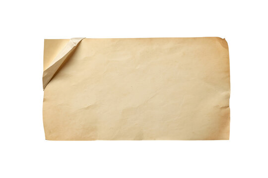Plain antique paper fragment with folded upper corner