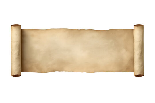 Wide vintage parchment scroll with rolled sides and open center