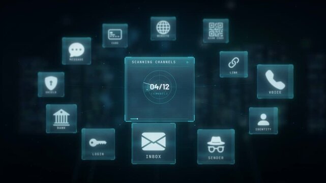 Scam alert warning as a security scan detects phishing threats across message channels