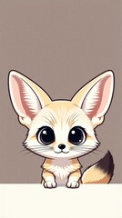 Fototapeta premium Cute cartoon fennec fox with big eyes and large ears peeks over a white surface. This adorable desert animal illustration is perfect for kids content or animal blogs.