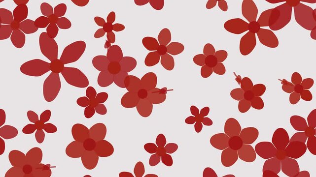 Fond anim&eacute; de petites fleurs &eacute;parses rouge vif en boucle sans couture