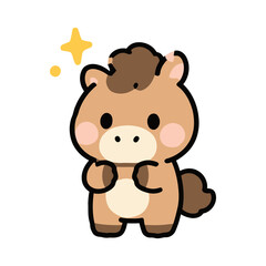 Fototapeta premium Cute cartoon horse character standing