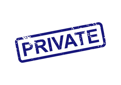 Blue private stamp with red text isolated on white background isolated on transparent background, illustration