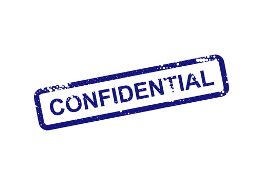 Confidential blue circular stamp with border isolated on transparent background, illustration