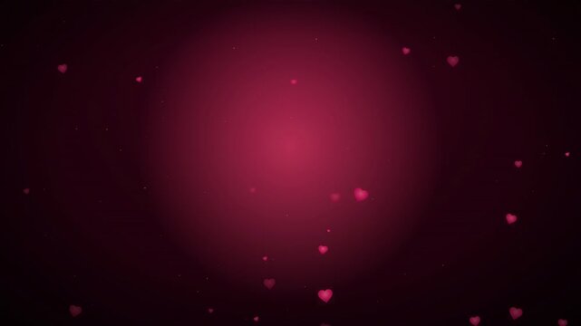 Abstract red background with floating hearts and soft glowing light for romantic celebrations