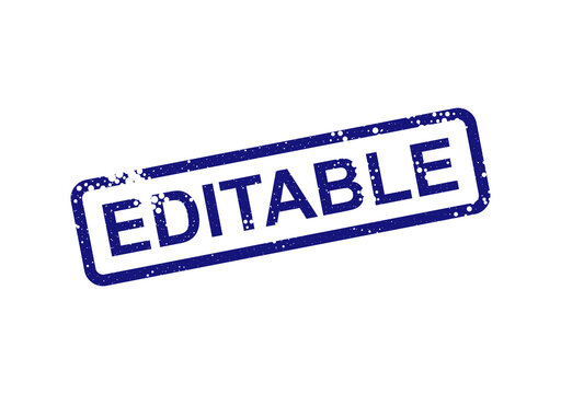 Editable stamp with blue border and text isolated on transparent background, illustration
