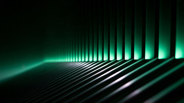 Abstract Futuristic Technology Background with Glowing Green Lights