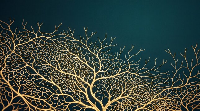 Intricate Branching Sea Fan Coral Network on Dark Background