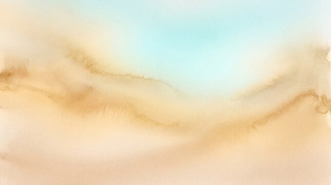 Abstract Watercolor Background in Beige and Pastel Blue Tones