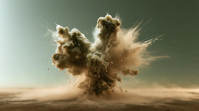 Explosion of Dust and Sand Particles on Ground
