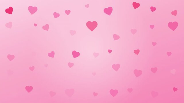 Animated pink background with floating hearts for romantic Valentine's Day and love themed celebrations