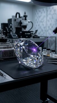 Laser engraving a large diamond in a laboratory