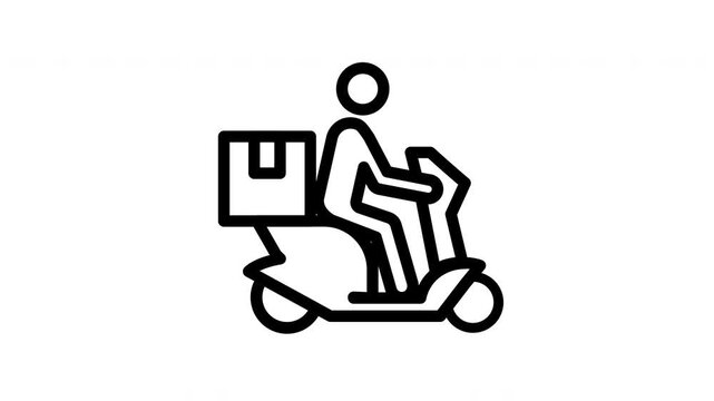 delivery scooter courier shipping animation loop motion graphic package order food transport
