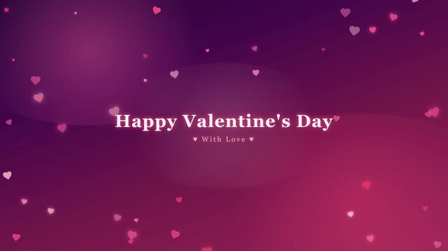Animated Valentine's Day greeting with floating hearts on a purple and pink gradient background
