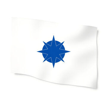 Esperanto Flag Waving in the Wind with a White Background and Blue Star