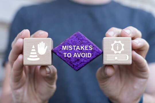Mistakes to avoid concept. Avoid business mistake or failure, protect from accident or pitfall, insurance or warning in business risk and support in crisis.