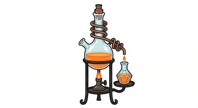 Alchemical Pumpkin Alembic Distillation Halloween Vector Clipart