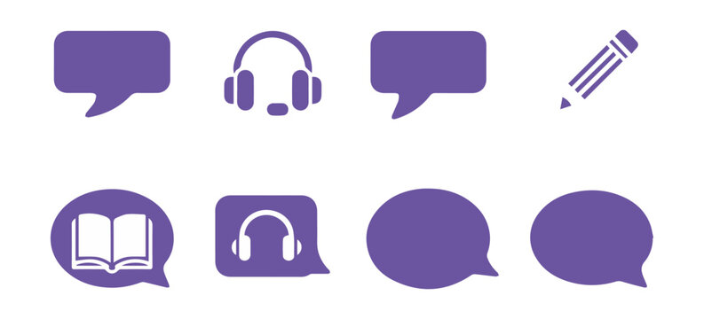 language skill icons set reading listening writing speaking badges