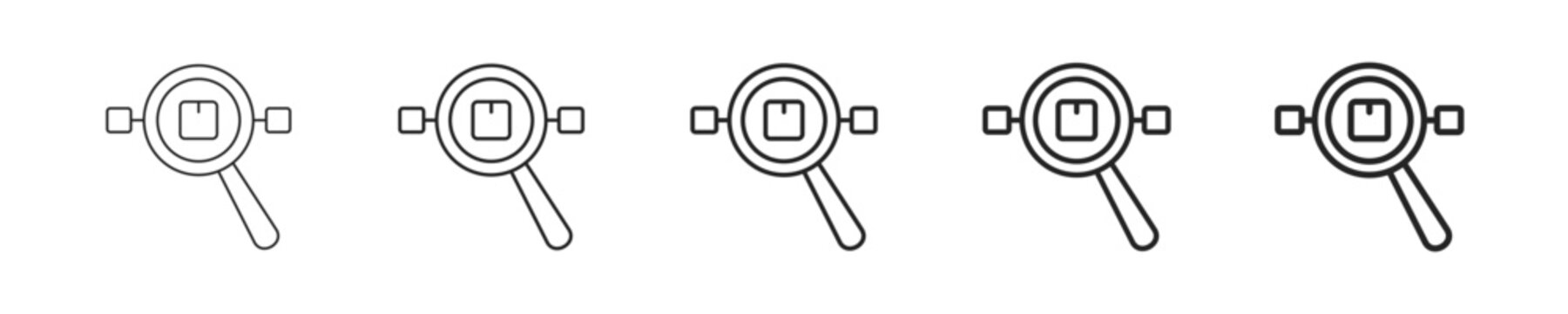 Tracking vector icon in minimalist line style. Clean editable stroke illustration with geometric design and monochrome appearance, isolated on white background