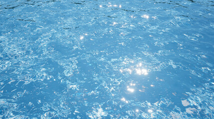 Fototapeta premium Clear Blue Water Surface With Sunlight Reflection Creating Sparkling Patterns In Nature