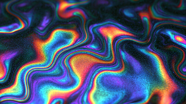 Colorful Abstract Swirling Patterns with Iridescent Waves and Visual Movement