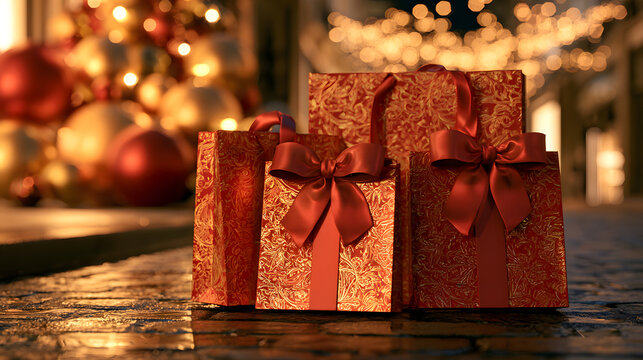 Bags for Christmas shopping were placed in the open