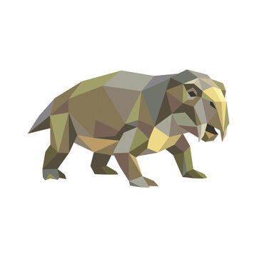 Low Poly Art Style Illustration of a Prehistoric Dicynodont