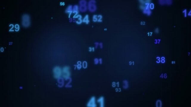 Abstract blue digital background with floating numbers and data particles for technology and computing concepts