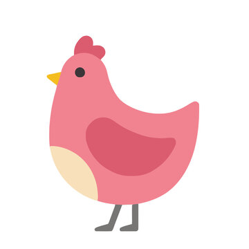 Pink cartoon chicken isolated on transparent background