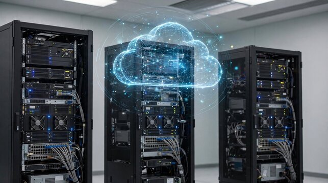 Nuvem hologr&aacute;fica em data center