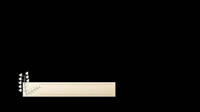 Elegant floral lower third banner animation on black background