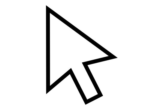 Computer mouse cursor pointer arrow outline icon on transparent background
