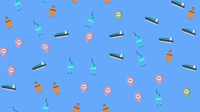 Seamless pattern of travel icons