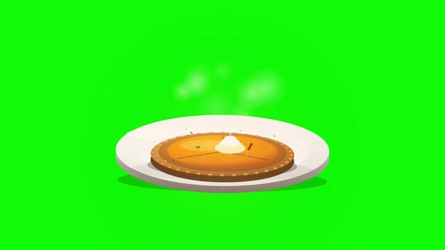3D Thanksgiving Pumpkin Pie Green Screen Animation for Holiday Food and Recipe Videos