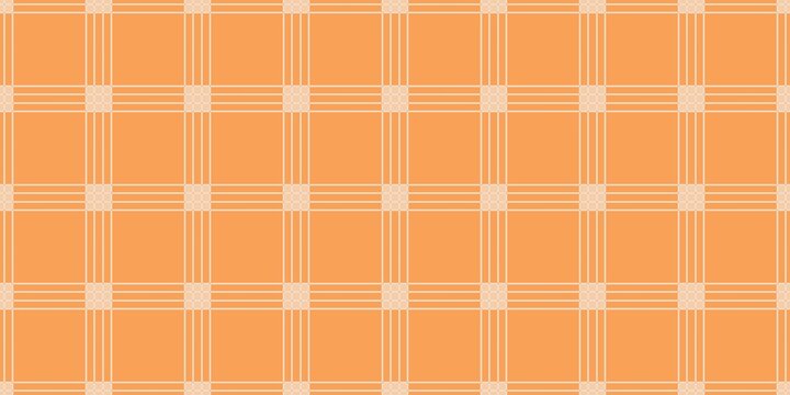 Seamless warm orange and beige grid plaid vector pattern background for modern packaging, wallpaper, and textile prints.