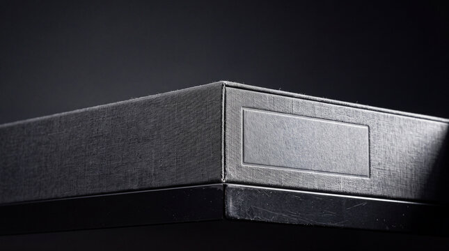 Mockup Dark Textured Box Corner with Blank Label Area for Mockup