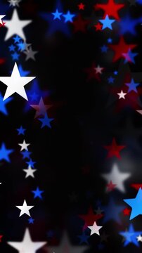 Twinkling confetti stars for America's Independence Day. USA backgrounds border with soft star shapes for American celebrations 4th of July, Memorial Day, Veteran's Day, or patriotic US holidays.