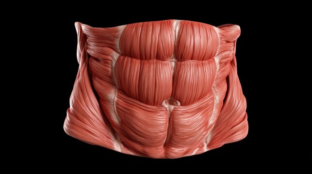 Anatomical human abdominal muscle structure 3d rendering