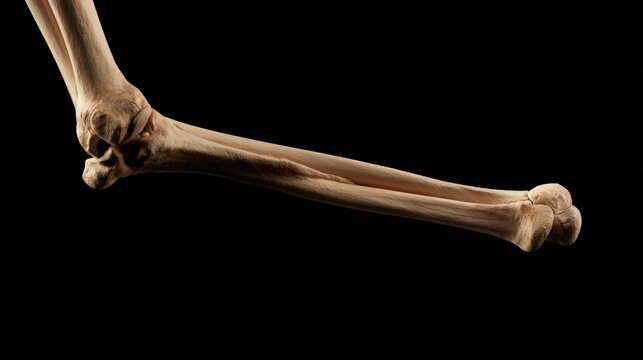 Human skeletal arm bone structure showing elbow joint and forearm