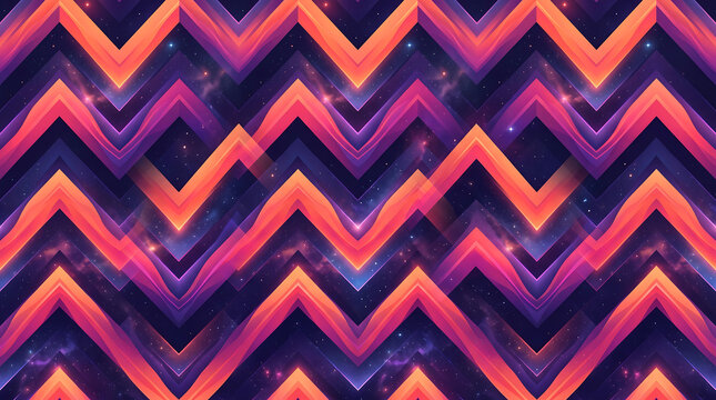 Vibrant chevron gradient pattern with cosmic galaxy background