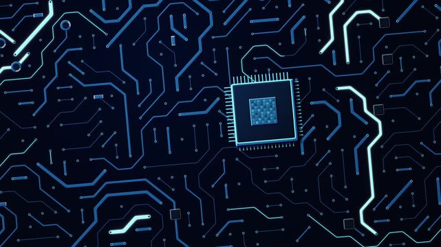 Electric Blue Circuit Board and Microchip Technology Loop