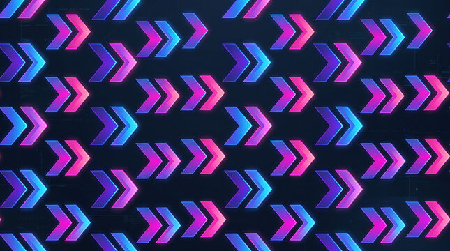 Chevron gradient pattern with neon pink and blue glowing arrows
