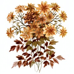Obraz premium Watercolor autumn floral bouquet with warm orange and brown tones