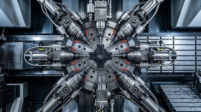 Industrial multi spindle machine tool turret
